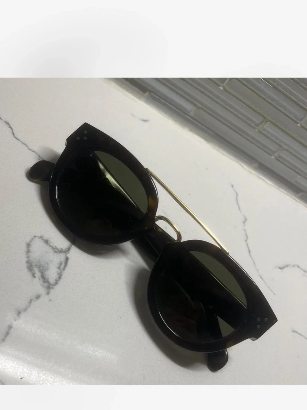 Celine Black Acetate Sunglasses with Gold Bridge